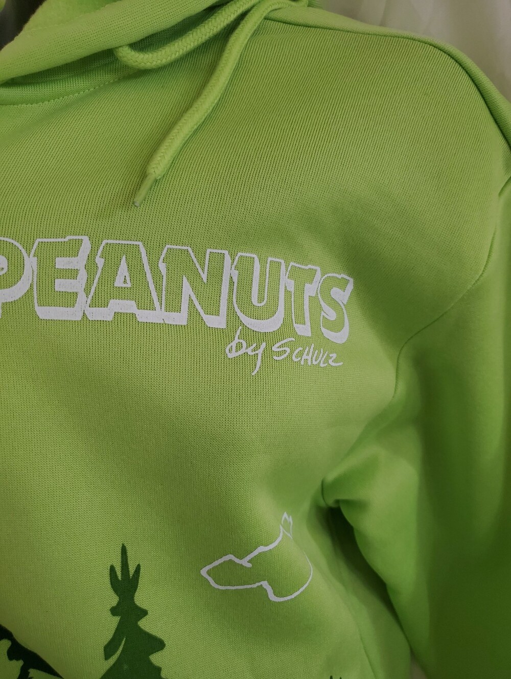 Peanuts camping Snoopy & Woodstock  green hoodie with snoopy zip pull size L NEW - Picture 8 of 14